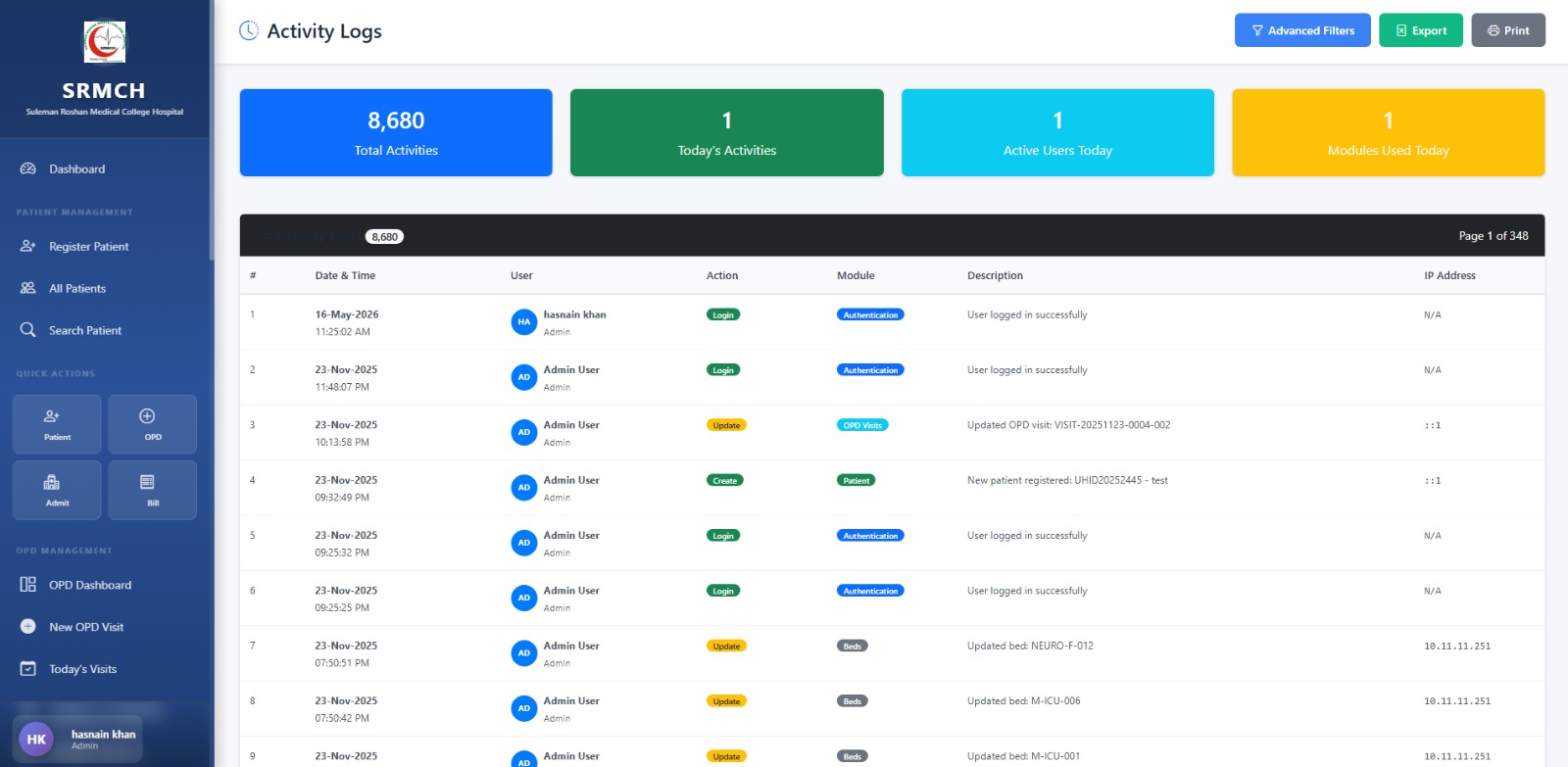 HMIS project mobile responsive view
